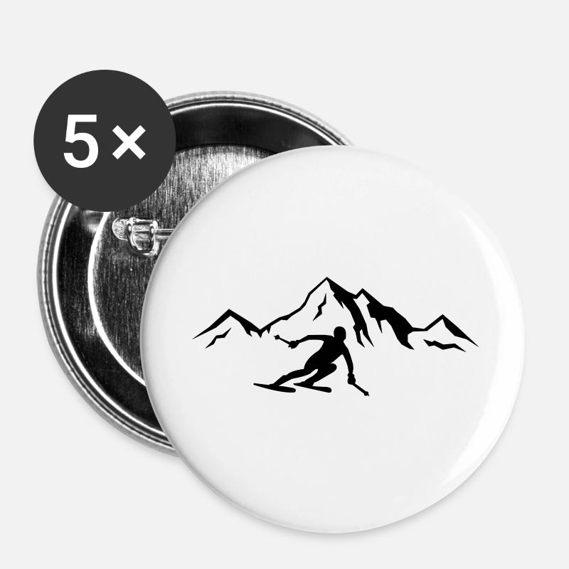 ski berge 01 - Buttons groß 56 mm (5er Pack) - Weiß