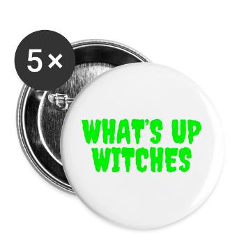 Lebendiges Grün Whats Up Hexen Design - Buttons groß 56 mm (5er Pack) - Weiß - Vorne