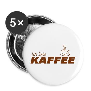 ICH LIEBE KAFFEE - Buttons groß 56 mm (5er Pack) - Weiß - Vorne