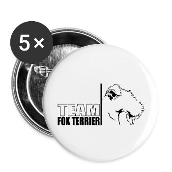 TEAM Fox Terrier Hunde Hund Wilsigns - Buttons groß 56 mm (5er Pack) - Weiß - Vorne