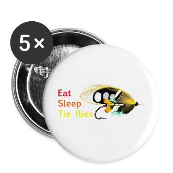 Eat Sleep Tie Flies Black Argus - Buttons large 2.2''/56 mm (5-pack) - white - Front