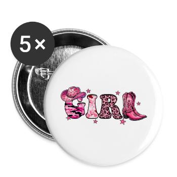 Cowboy Funny Women Hat Wild Western Rodeo Music - Buttons large 2.2''/56 mm (5-pack) - white - Front