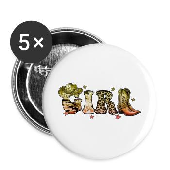 Cowboy Funny Women Hat Wild Western Rodeo Music - Buttons large 2.2''/56 mm (5-pack) - white - Front