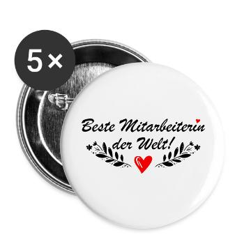 Beste Mitarbeiterin der Welt - Buttons groß 56 mm (5er Pack) - Weiß - Vorne