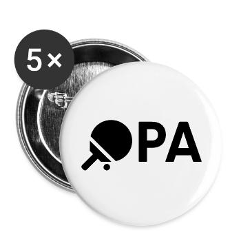 Opa Tischtennis Geschenkidee Großvater Ping-Pong - Buttons groß 56 mm (5er Pack) - Weiß - Vorne