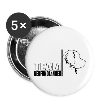 TEAM Neufundländer Hunde Hund Neufie Wilsigns - Buttons groß 56 mm (5er Pack) - Weiß - Vorne