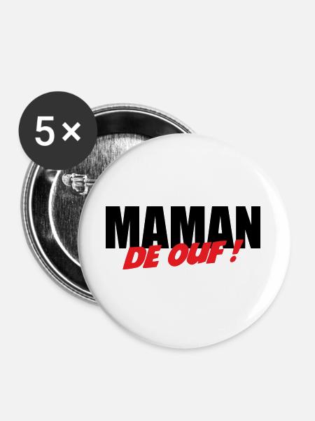 Crazy mom! - Buttons large 2.2''/56 mm (5-pack) - white