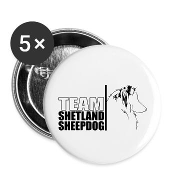 TEAM Chien de berger Shetland Wilsigns - Lot de 5 grands badges (56 mm) - blanc - Devant