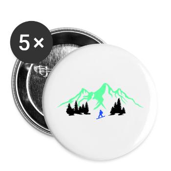 Planche à neige - Lot de 5 grands badges (56 mm) - blanc - Devant