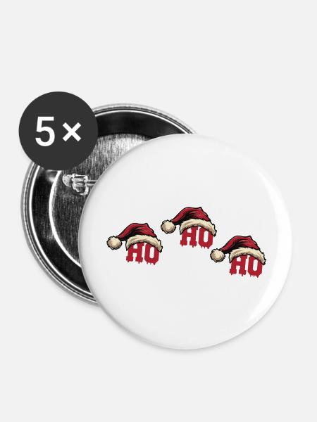 Weihnachten Ho Ho Ho - Buttons groß 56 mm (5er Pack) - Weiß