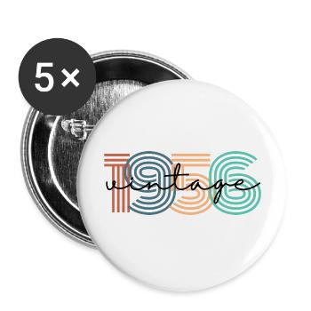1956 vintage rétro - Lot de 5 grands badges (56 mm) - blanc - Devant