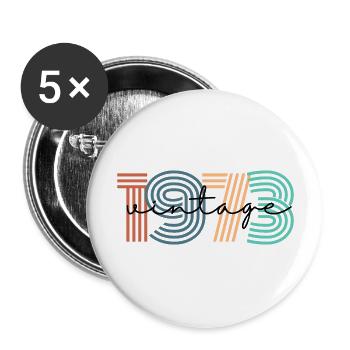 1973 vintage rétro - Lot de 5 grands badges (56 mm) - blanc - Devant