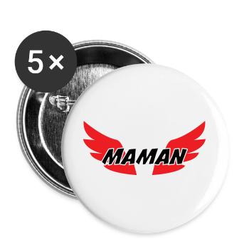 Maman d'Amour - Muttertag - Buttons groß 56 mm (5er Pack) - Weiß - Vorne
