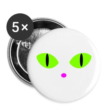 Green Cat's Eyes - Buttons large 2.2''/56 mm (5-pack) - white - Front