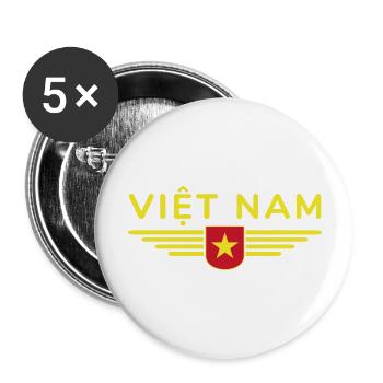 Fan du Vietnam, Tenue T Shirt Design - Lot de 5 grands badges (56 mm) - blanc - Devant
