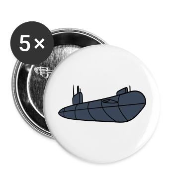 U-Boot Unterseeboot Tauchgang Tauchboot Kapitän - Buttons groß 56 mm (5er Pack) - Weiß - Vorne