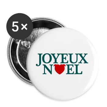 Joyeux Noël avec tête de staffie en forme de cœur - Lot de 5 grands badges (56 mm) - blanc - Devant