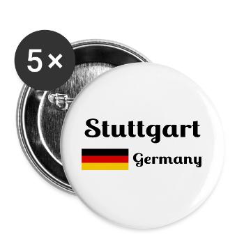 Stuttgart Deutschland - Stilvolle Drucke - Buttons groß 56 mm (5er Pack) - Weiß - Vorne