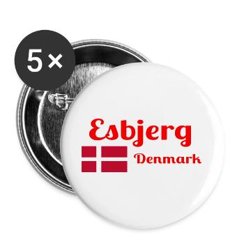Esbjerg, Dänemark - Stilvolle Drucke - Buttons groß 56 mm (5er Pack) - Weiß - Vorne