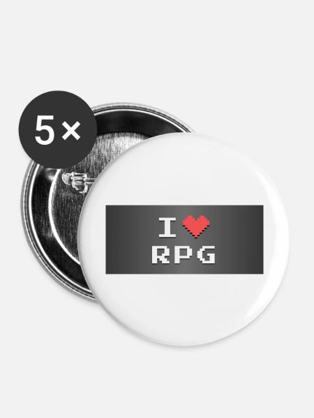 Ich liebe - RPG - Buttons groß 56 mm (5er Pack) - Weiß