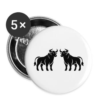 taureaux - Lot de 5 grands badges (56 mm) - blanc - Devant
