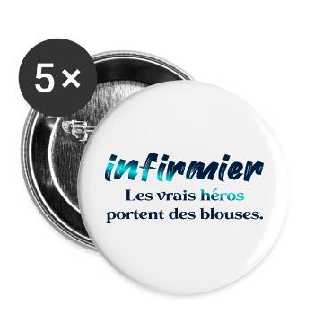 KRANKENSCHWESTER KRANKENSCHWESTER DOKTOR HUMOR DRÖLES C - Buttons groß 56 mm (5er Pack) - Weiß - Vorne