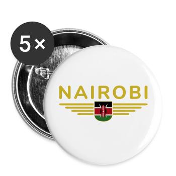 Nairobi Fans: T-Shirt für Kenia-Liebhaber - Buttons groß 56 mm (5er Pack) - Weiß - Vorne