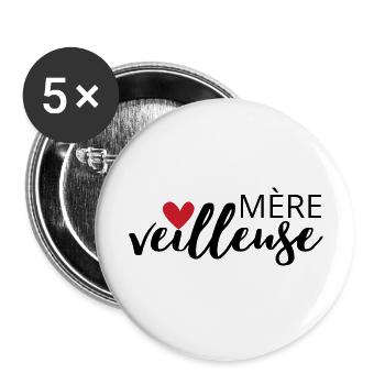 Mère veilleuse cadeau parfait pour Maman - Lot de 5 grands badges (56 mm) - blanc - Devant