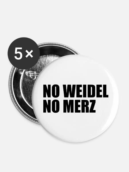 No weidel no merz - Buttons groß 56 mm (5er Pack) - Weiß