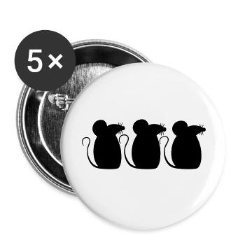 3 Mäuse Team Drei Freunde Party Crew Silhouette - Buttons groß 56 mm (5er Pack) - Weiß - Vorne