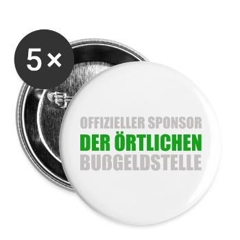 Offizieller Sponsor der Örtlichen Bußgeldstelle - Buttons groß 56 mm (5er Pack) - Weiß - Vorne