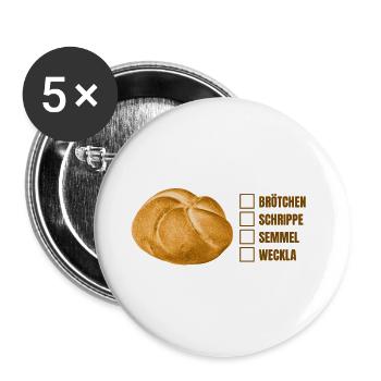 Bread roll or roll? – Fun dialect design - Buttons large 2.2''/56 mm (5-pack) - white - Front