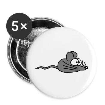 Maus Mäuschen Süße Kleine Ratte Nager Freundlich - Buttons groß 56 mm (5er Pack) - Weiß - Vorne
