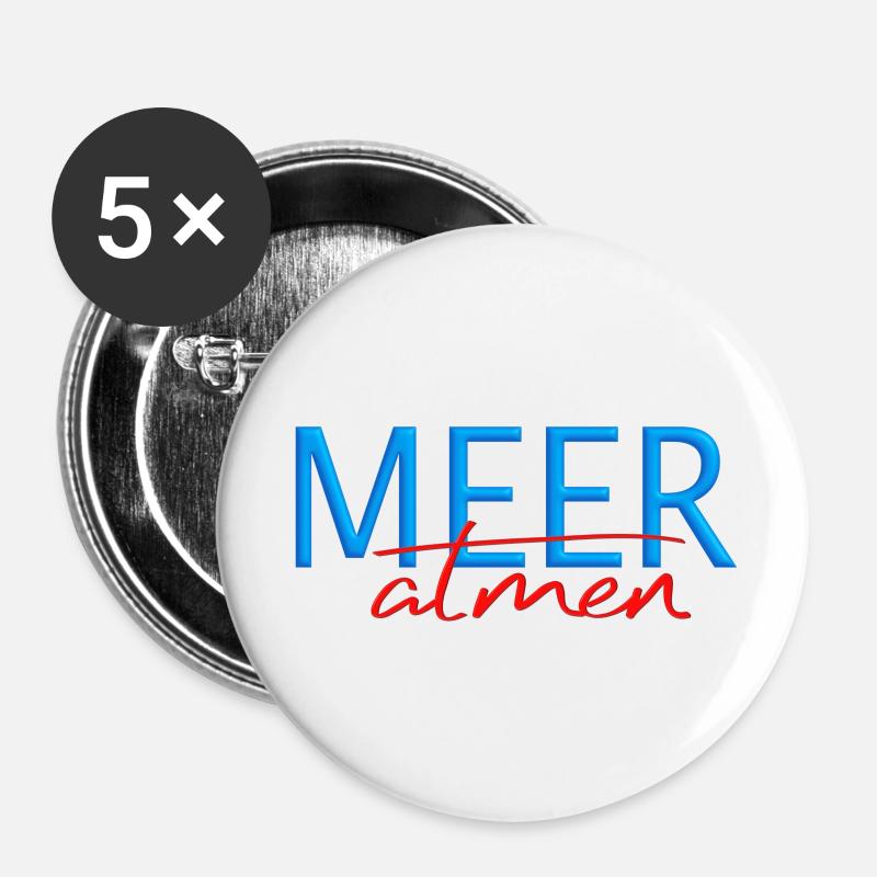 Meer atmen - Buttons groß 56 mm (5er Pack) - Weiß