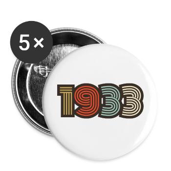 1933 Retro-Jahrgang - Buttons groß 56 mm (5er Pack) - Weiß - Vorne