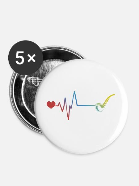 Pfeife Puls Herzschlag - Buttons groß 56 mm (5er Pack) - Weiß