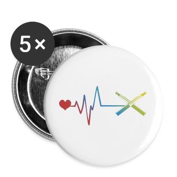 E-Zigarette Puls Herzschlag - Buttons groß 56 mm (5er Pack) - Weiß - Vorne
