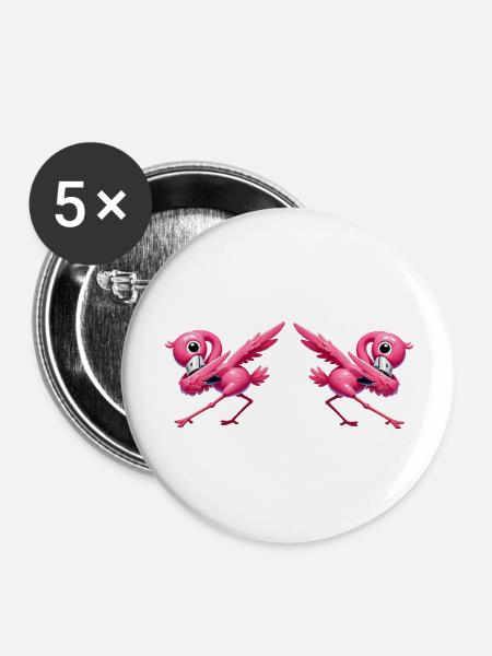 flamingo dabbing 2 - Buttons groß 56 mm (5er Pack) - Weiß