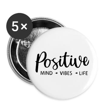 positive mind vibes life - Buttons large 2.2''/56 mm (5-pack) - white - Front