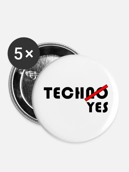 TechNO?YES! - Buttons groß 56 mm (5er Pack) - Weiß