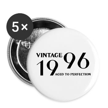 Jahrgang 1996 bis zur Perfektion gereift - Buttons groß 56 mm (5er Pack) - Weiß - Vorne