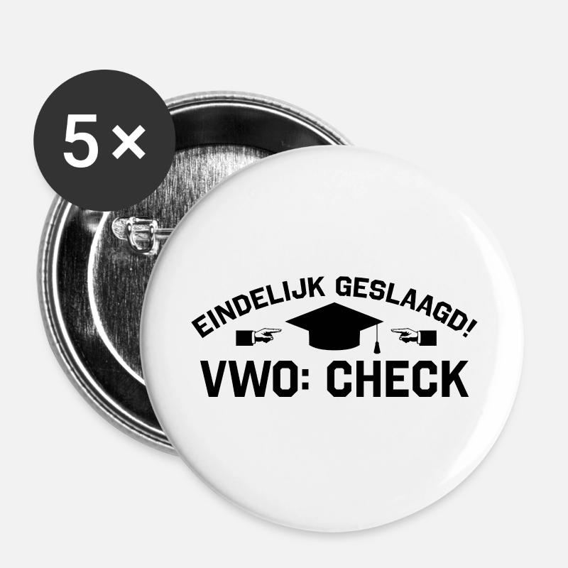 VWO check - Buttons large 2.2''/56 mm (5-pack) - white
