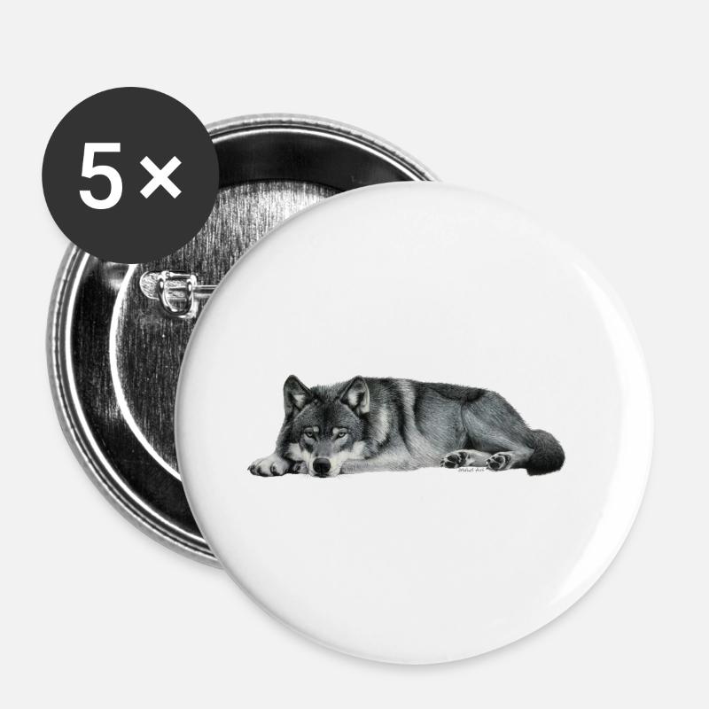 wolf - Buttons groß 56 mm (5er Pack) - Weiß