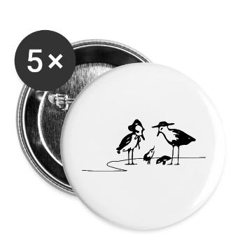Möwen - Buttons groß 56 mm (5er Pack) - Weiß - Vorne