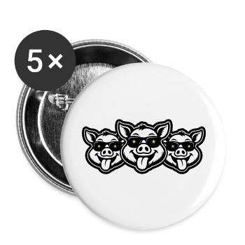 Party Sow Pigs - Buttons large 2.2''/56 mm (5-pack) - white - Front