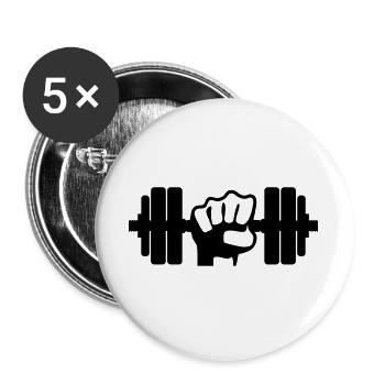 Poids Haltère - Lot de 5 grands badges (56 mm) - blanc - Devant