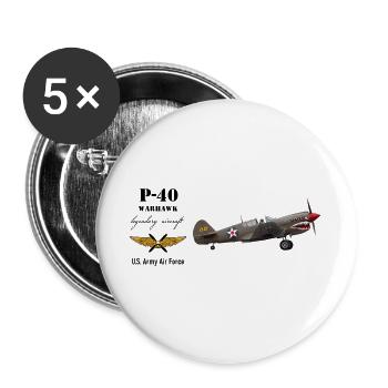 P-40 Warhawk - Buttons large 2.2''/56 mm (5-pack) - white - Front