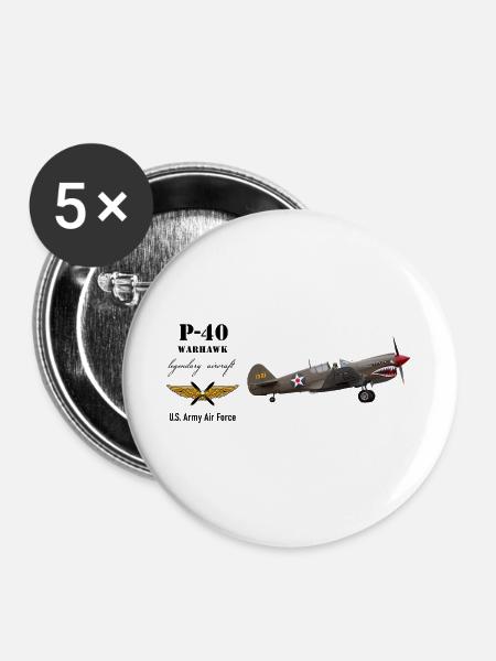 P-40 Warhawk - Buttons groß 56 mm (5er Pack) - Weiß