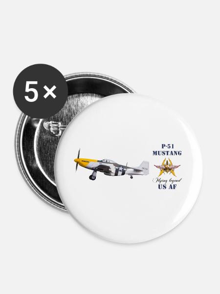 P-51 - Buttons groß 56 mm (5er Pack) - Weiß