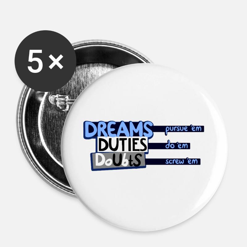 The Three Ds - Buttons groß 56 mm (5er Pack) - Weiß